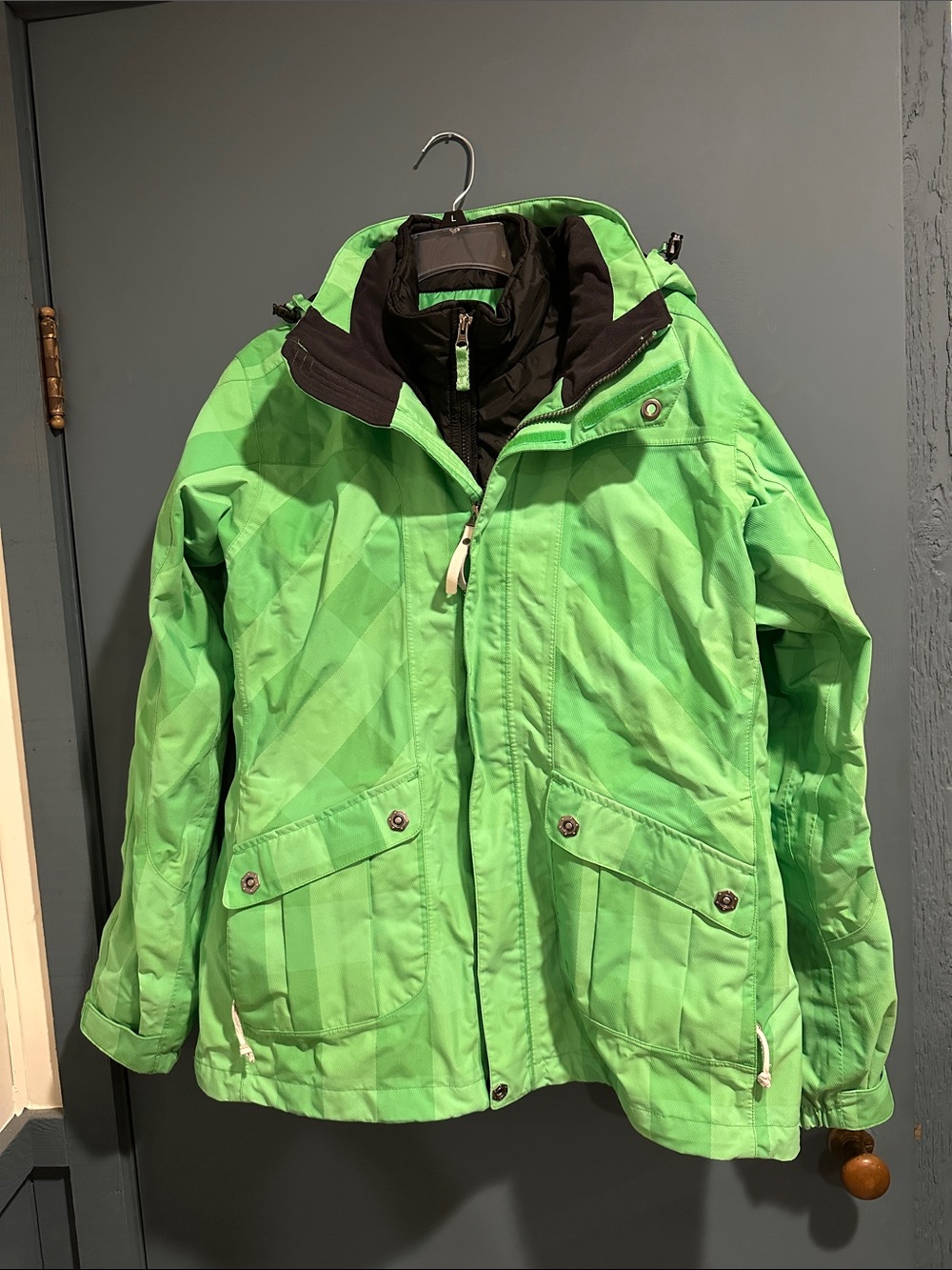 The North Face Bright Green Ski Jacket with Hood
